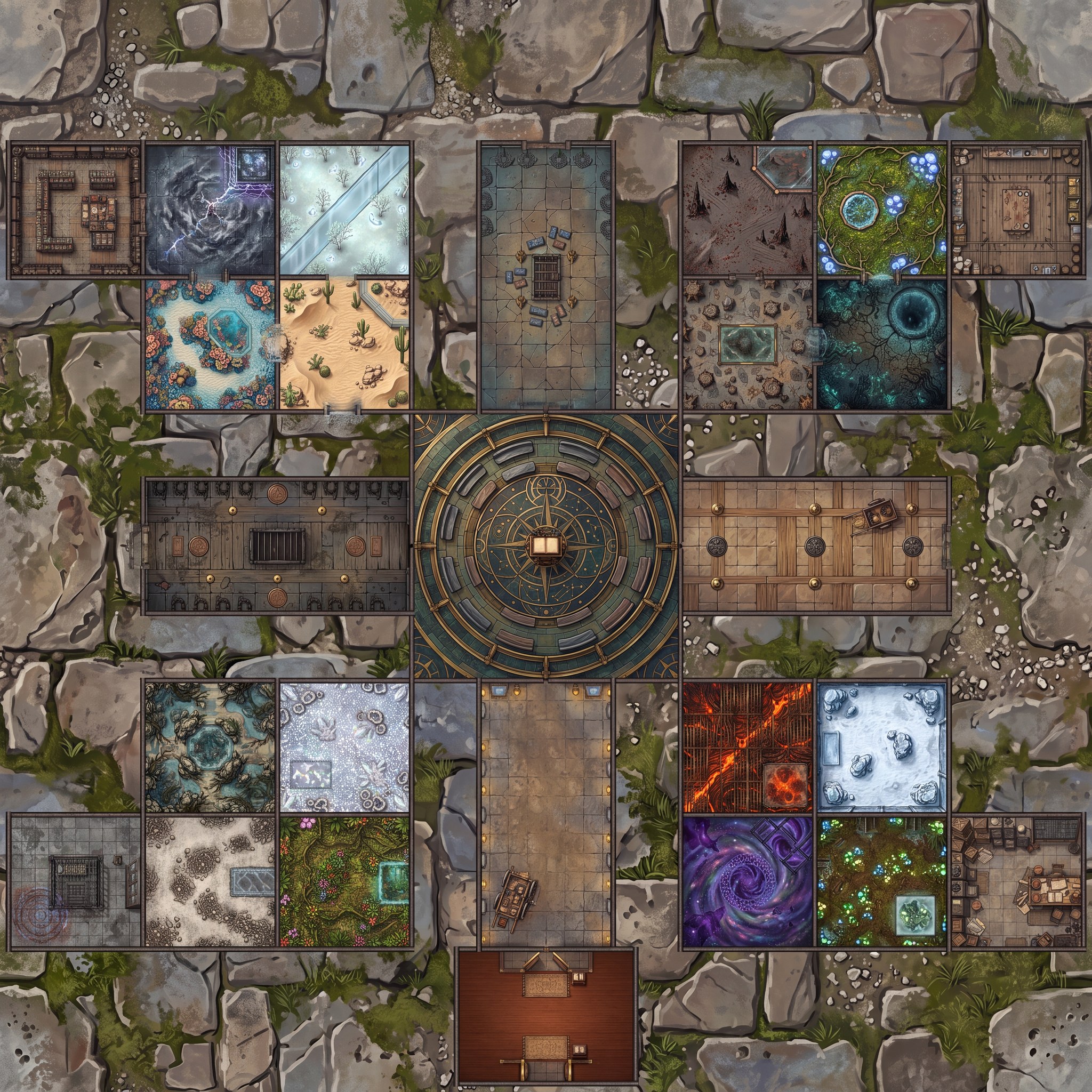 Third painted variation of the Grand Menagerie blueprint, same room layout as the other two casts with a restyled palette